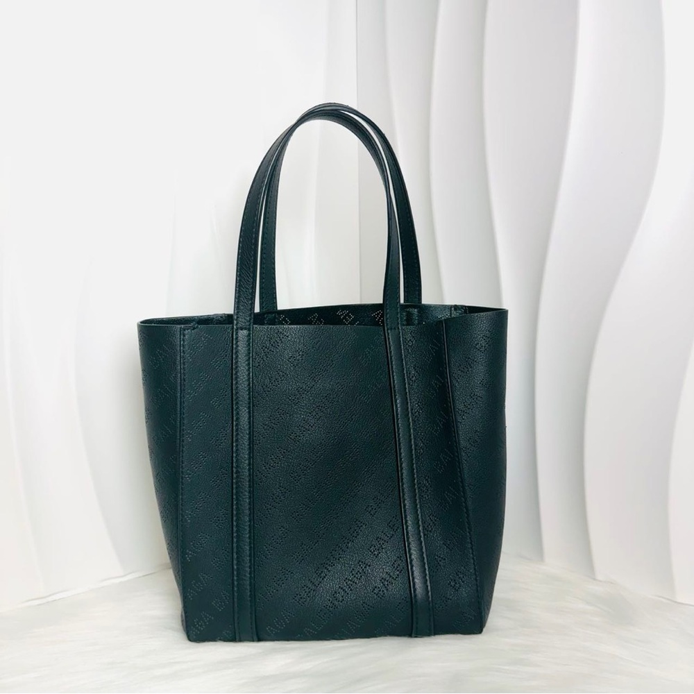 BALENCIAGA Black Perforated Logo Everyday Tote XS Calfskin Leather